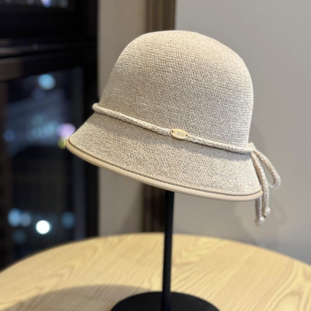 New Chenille Fisherman Hat for Women In Autumn and Winter Temperament Warm Basin Hat Simple Solid Color Bow Bucket Hat Trendy