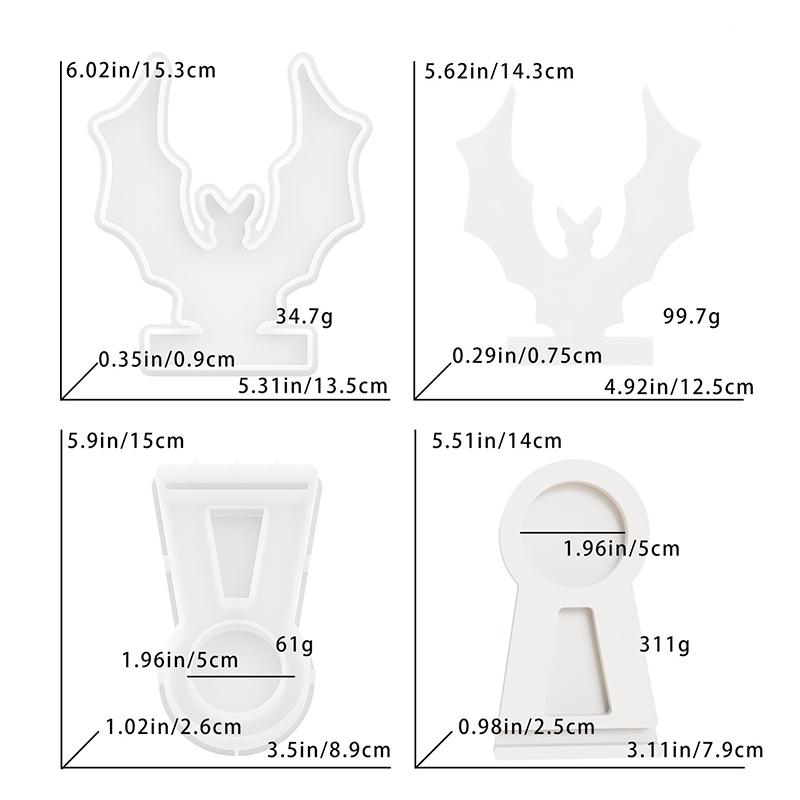 Halloween Candlestick Silicone Mold Pumpkin Bat Scarecrow Ghost Spooky Shadow Caster Candle Holder Party Ornaments Plaster Mold