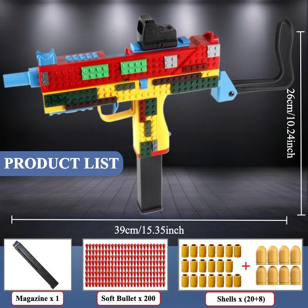 Continuous Firing Building Block Toy Gun Shell Throwing Airsoft Blowback Empty Hanging Pistol Outdoor Cs Weapon For Boys Adult
