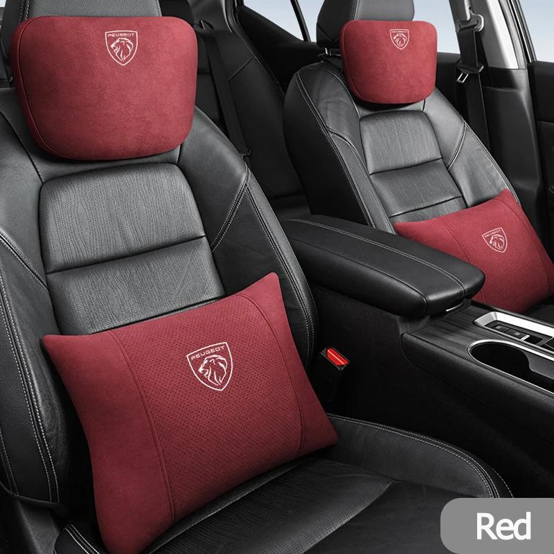 Suede Car Inner Headrest Neck Support Pillow with Strap for Peugeot 308 307 407 208 508 301 406 306 3008 5008 2008 3008 306 207