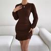 Tooxika 2024 New Sexy Slim Hip Fishtail Skirt OL Temperament Commuting Round Neck Long Sleeve Dress
