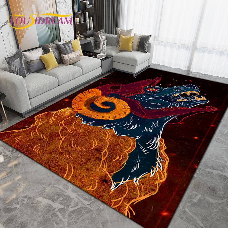 Wolf Wolf Spirit Series Area Rug Large,Carpet Rug for Living Room Bedroom Sofa,Kitchen Bathroom Doormat Non-slip Floor Mat Gift
