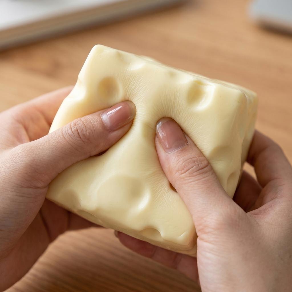 Cheese Cube Stress Relief Toy Non Rebounding Moldable Sensory Fidget Item for Hand Exercise and Relaxation