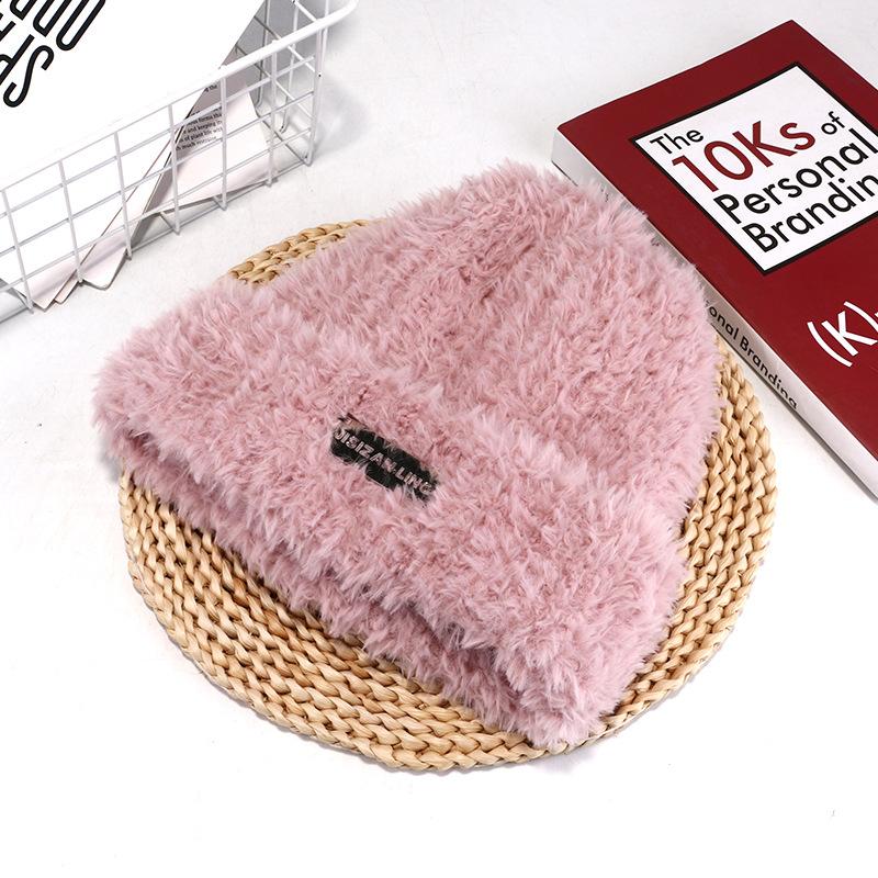 Wool Hats for Autumn and Winter Women's Versatile Knitted Headbands Show Face Small Warm Plush Cold Hat Big Head Circumference Piles of Hats