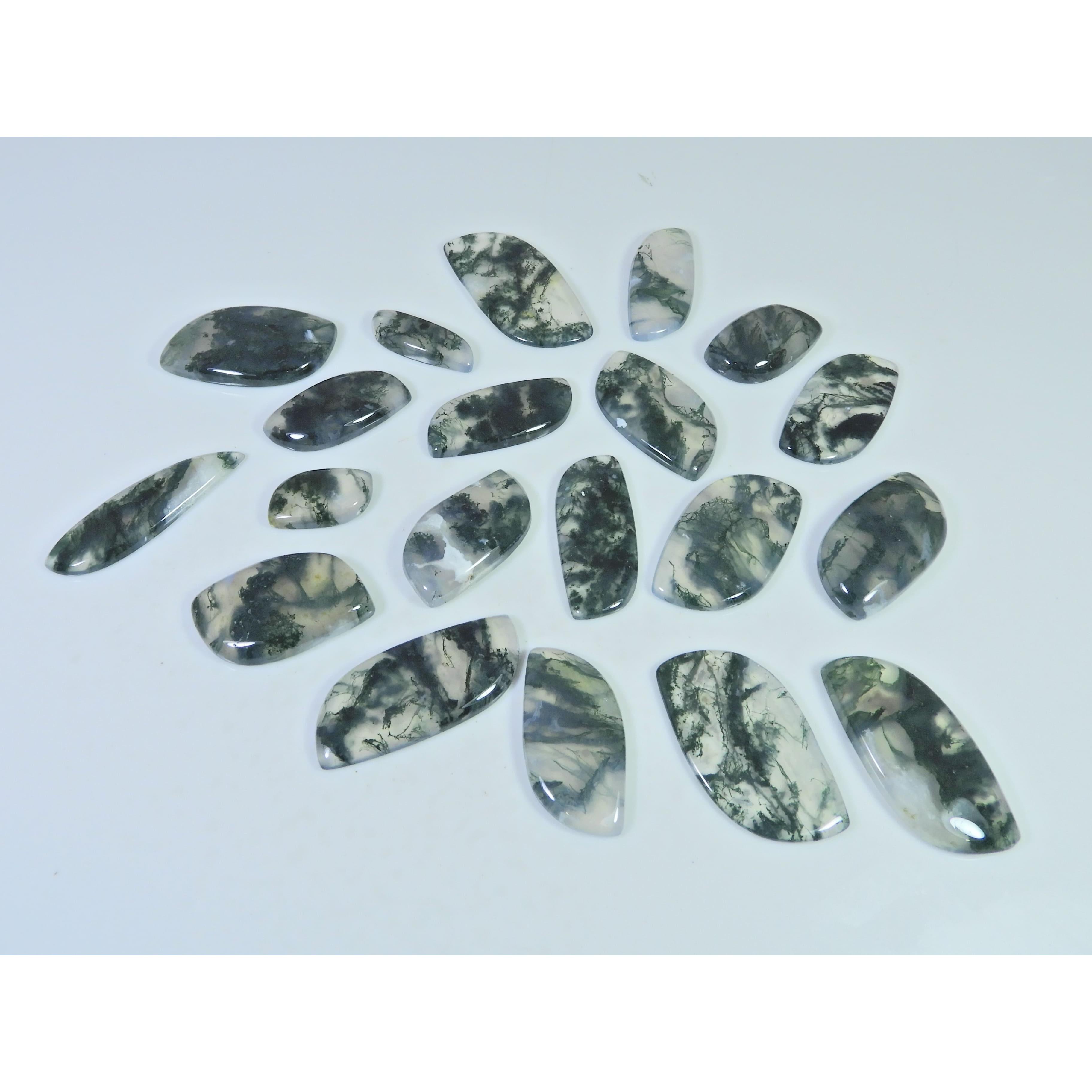 280Cts. Natural Moss Agate Opal Fancy Cabachon Loose Gemstone 20 Pcs Lot C-2662