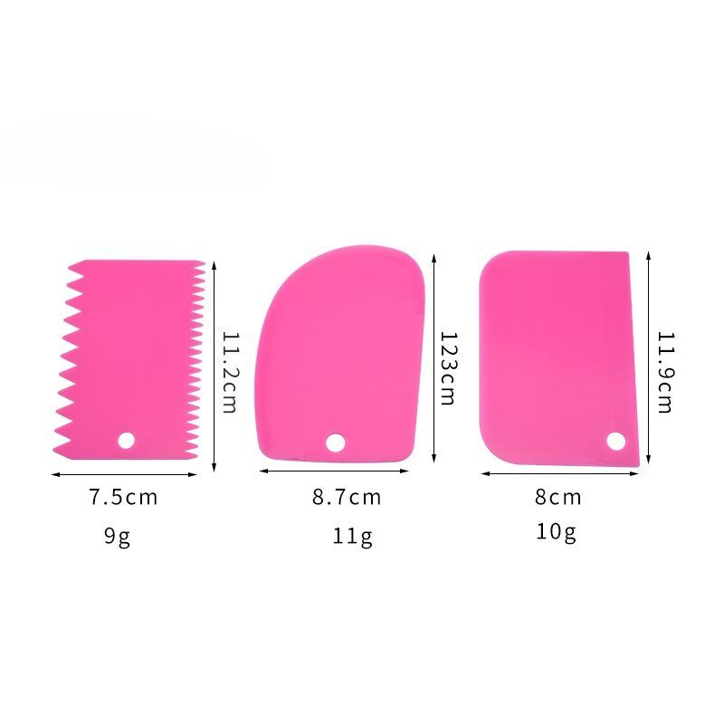3Pcs Plastic Dough Knife Icing Fondant Scraper Jagged Edge Plain Smooth Cake Paddle Cake Spatulas