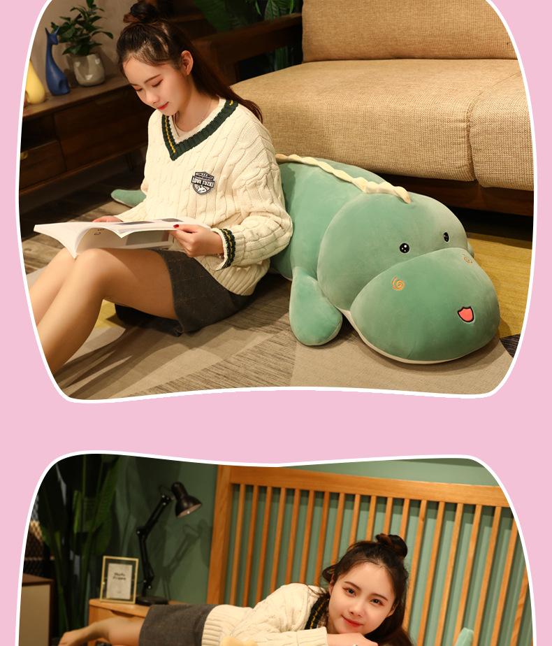 Soft Crocodile & Dinosaur Plush Body Pillow for Girls - Back Cushion & Leg-Clamping Sleeping Doll