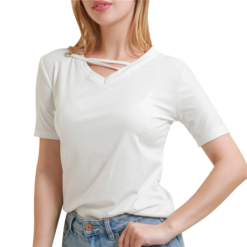 Womens Korean Style Loose V Neck T Shirt Casual Comfortable Oversized Tee Tops