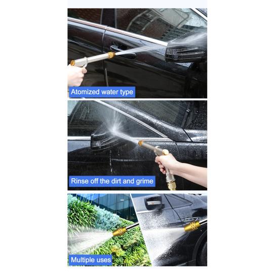 High Pressure Hose Nozzle Heavy Duty Metal Garden Hose Nozzle Multi Spray Modes Jet Mist Spray Nozzle for Garden Cleaning Car Patio Yard Pets
