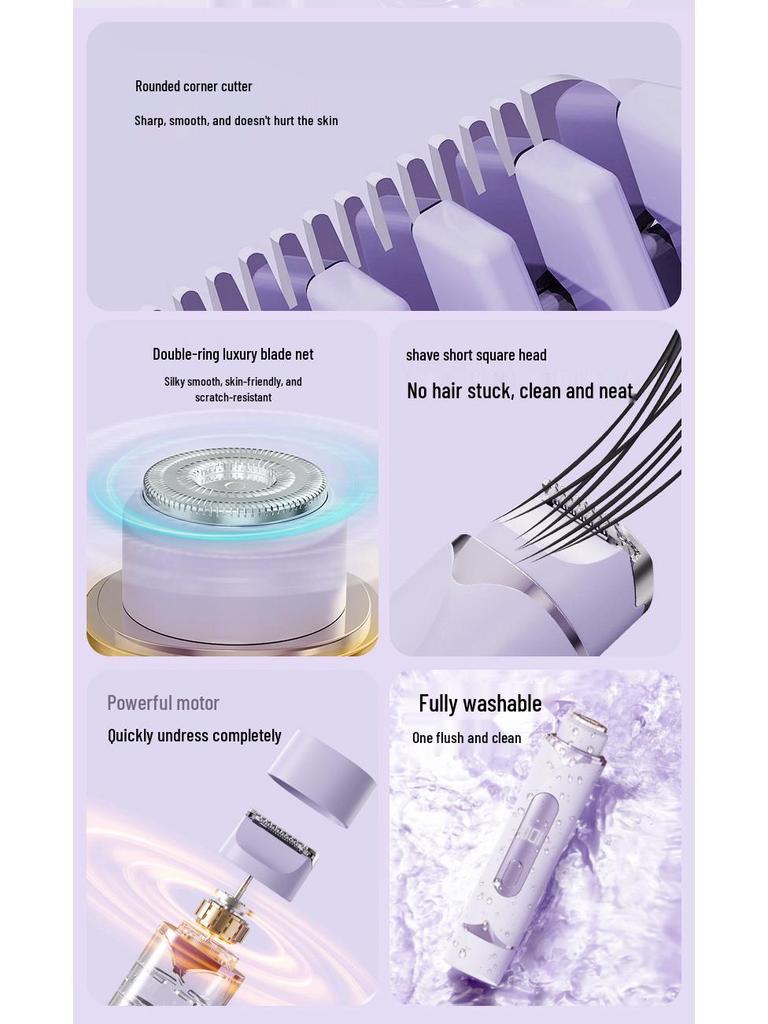 Dual-Head Women's Electric Shaver & Trimmer for Sensitive Areas