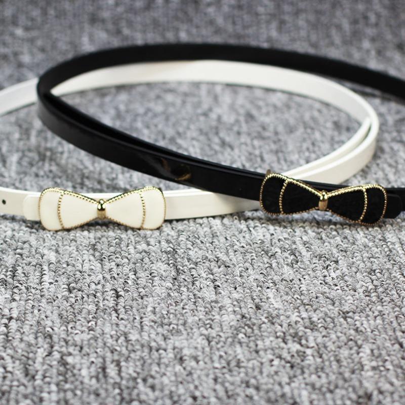 Bow Plate Buckle Sweet Thin Belt Women's Small Belt, Fashion Long Shirt Dress Belt
