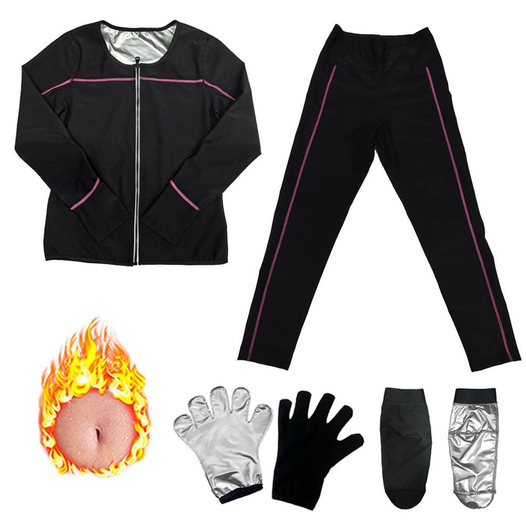 Women's Sauna Suit Body Shaper Long-Sleeve Fitness Set for Running & Outdoor Exercise