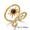 French Vintage Gold Aesthetic Ring for Women Waterproof Stainless Steel Old Money Antique Sunburst Stacking Jewelry