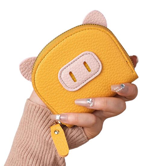 Piggy Coin Wallet Zip Around Purse with Multi Card Slots Accordion Style Coin Purse Card Holder for Girls Travel Dating Shopping