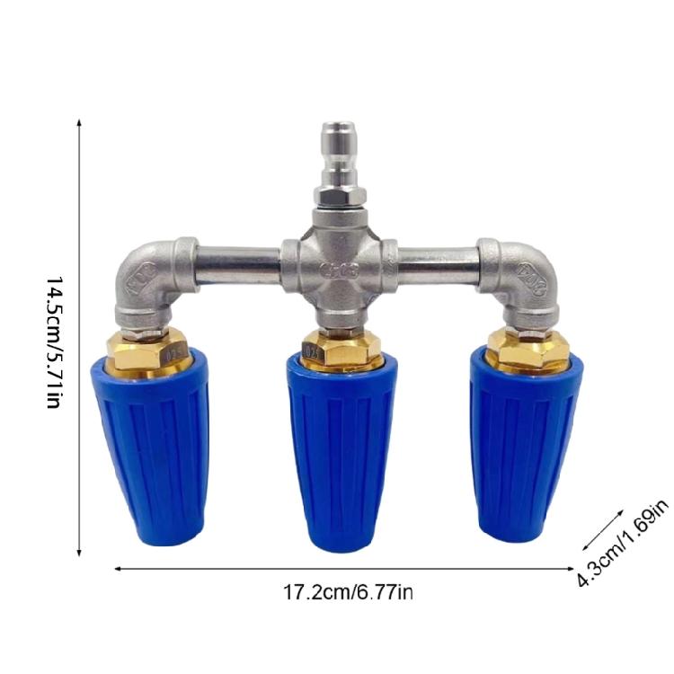 360°Rotating Triple Turbos Nozzle for Highly Pressure Washers Efficient Cleaning Aid Increases WaterFlow Sprayed Out