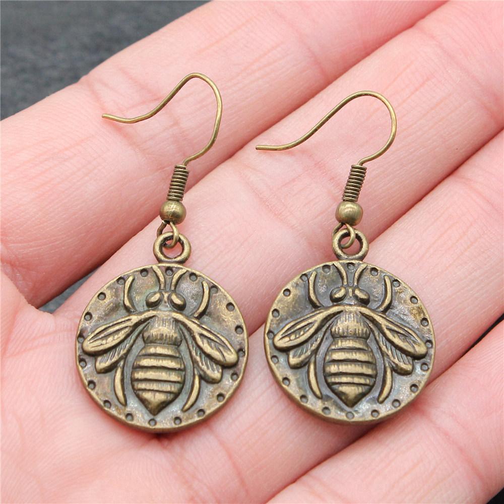 Hängeohrring Biene Wabe Minimalistische Schmuckkomponenten Ohrringgröße 18x19mm QE004