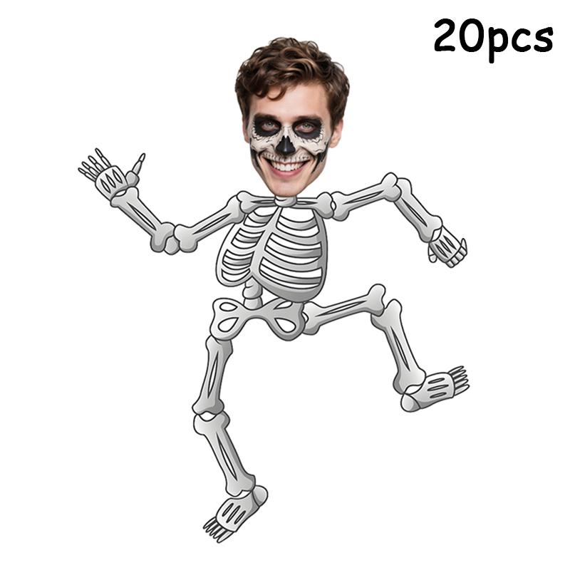20pcs Customized Skull Sticker Personalized Skelen Funny Label Custom Face Paper Stickers Halloween Party Supply