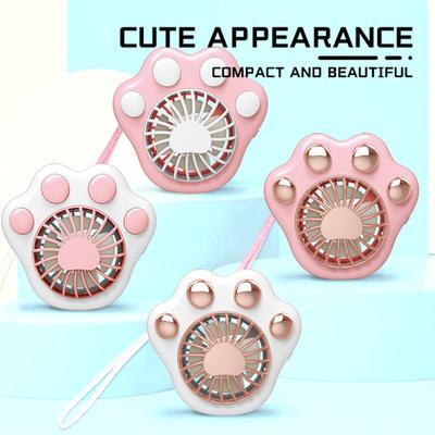 Cat Paw Mini Handheld Fan with Lanyard Rechargeable Desk Fan Portable Quiet Cooling Fan for Travel Office Outdoor Fun Summer Gift