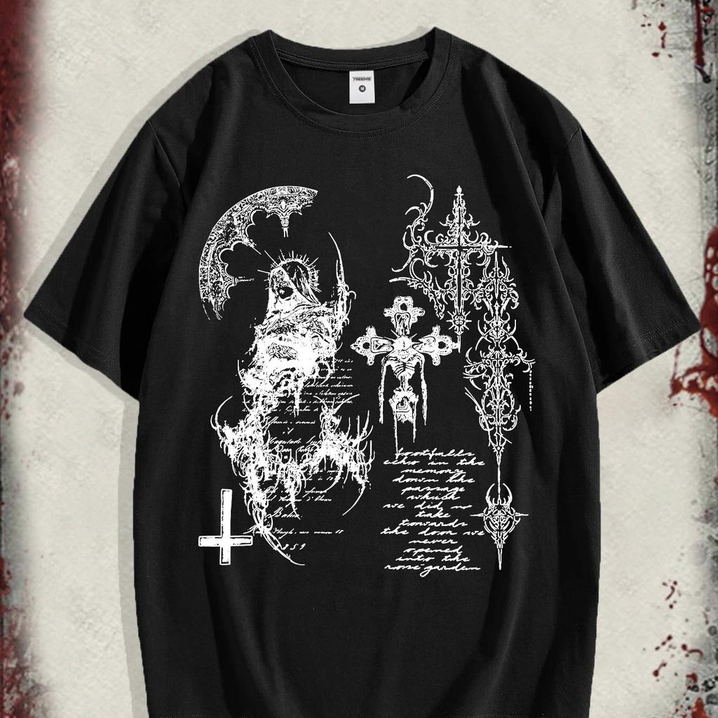 Men's High Street Hip-Hop Dark Style Printed T-Shirt, New Spring/Summer Collection