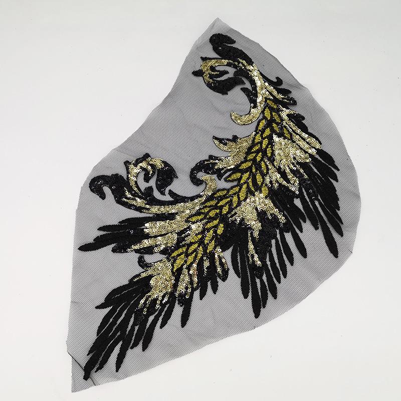 Embroidery Patches Sewing Accessories Feather Sequined Lace Craft Phoenix Tail DIY Sequins Patches