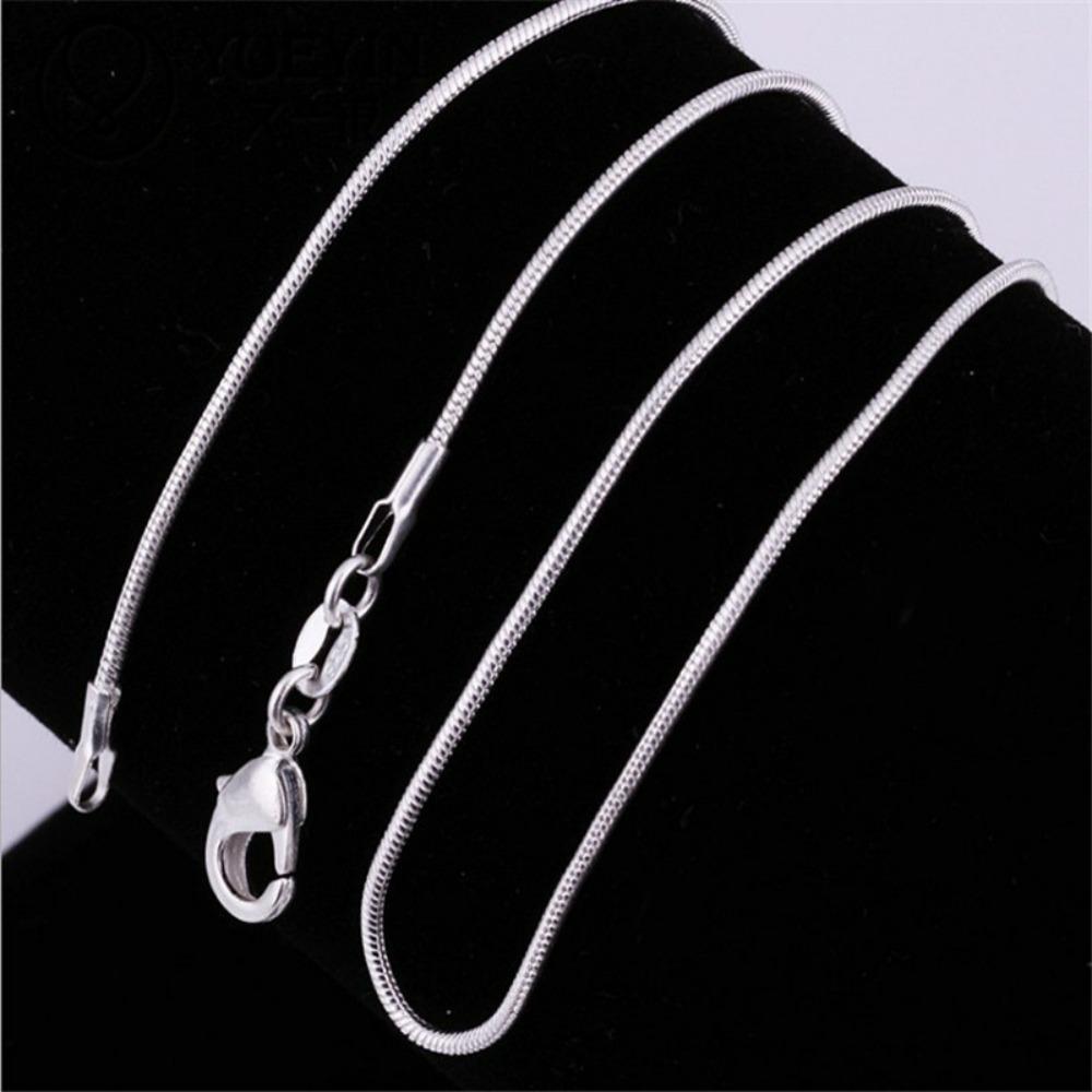 1MM Silver-Plate Snake Chain Necklace Chokers for Women Statement Jewelry Silver Color Elegant Fashion Accessories