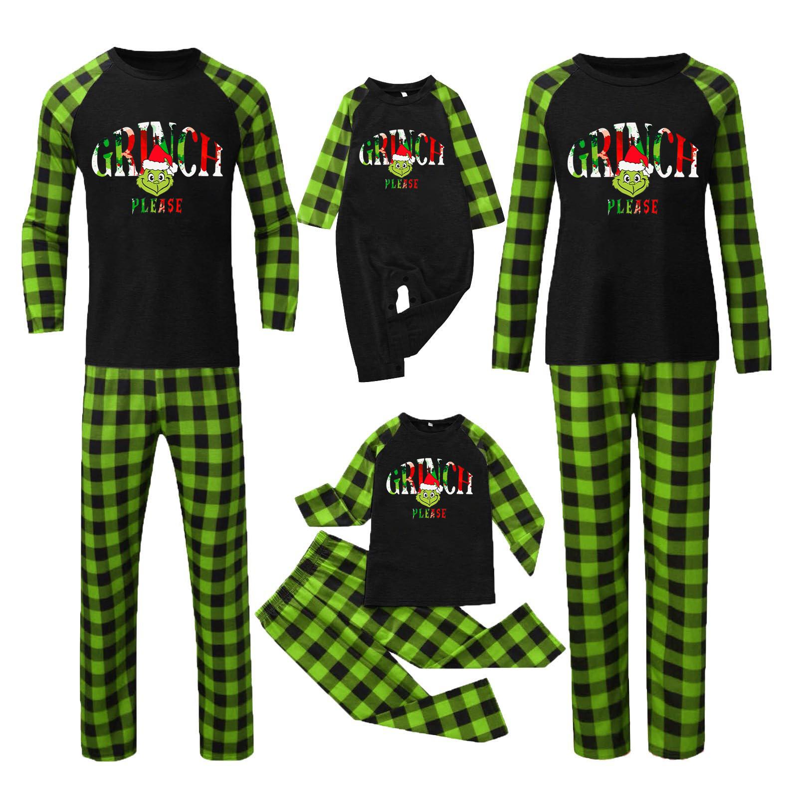 

Christmas Fashion Plaid Printed Parent-Child Homewear Casual Suit