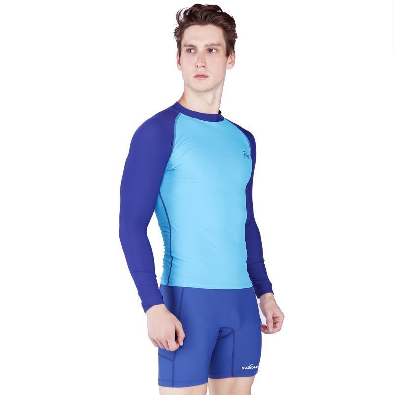 Mens Long Sleeve Rash Guard Swim Shirt Board Shorts Set Surfing Snorkeling Swimming Beach Vacation