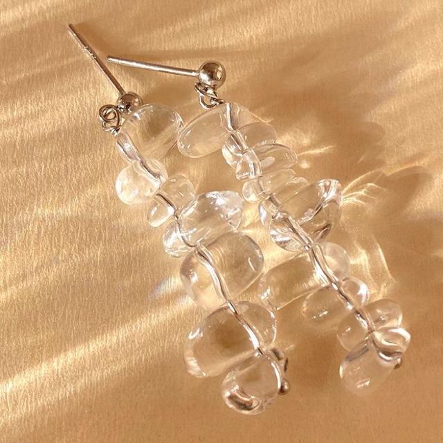 

Ice string string natural white crystal earrings niche design cute daily cold feeling advanced irregular handmade stud earrings irregular/asymmetrical style