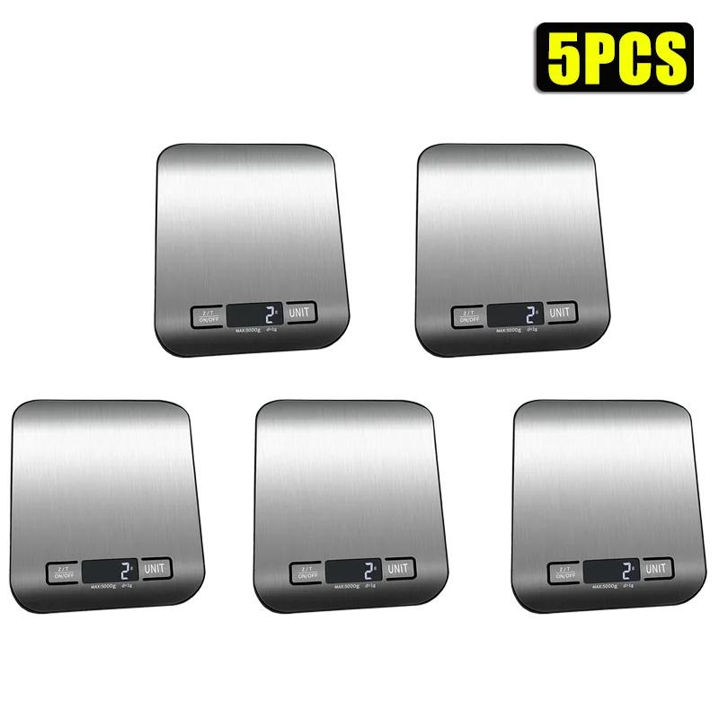 10PCS Rechargeable Kitchen Scale Jewellery Scale Electronic Scale Stainless Steel Home Kitchen Electronic Weighing Grammage 5KG