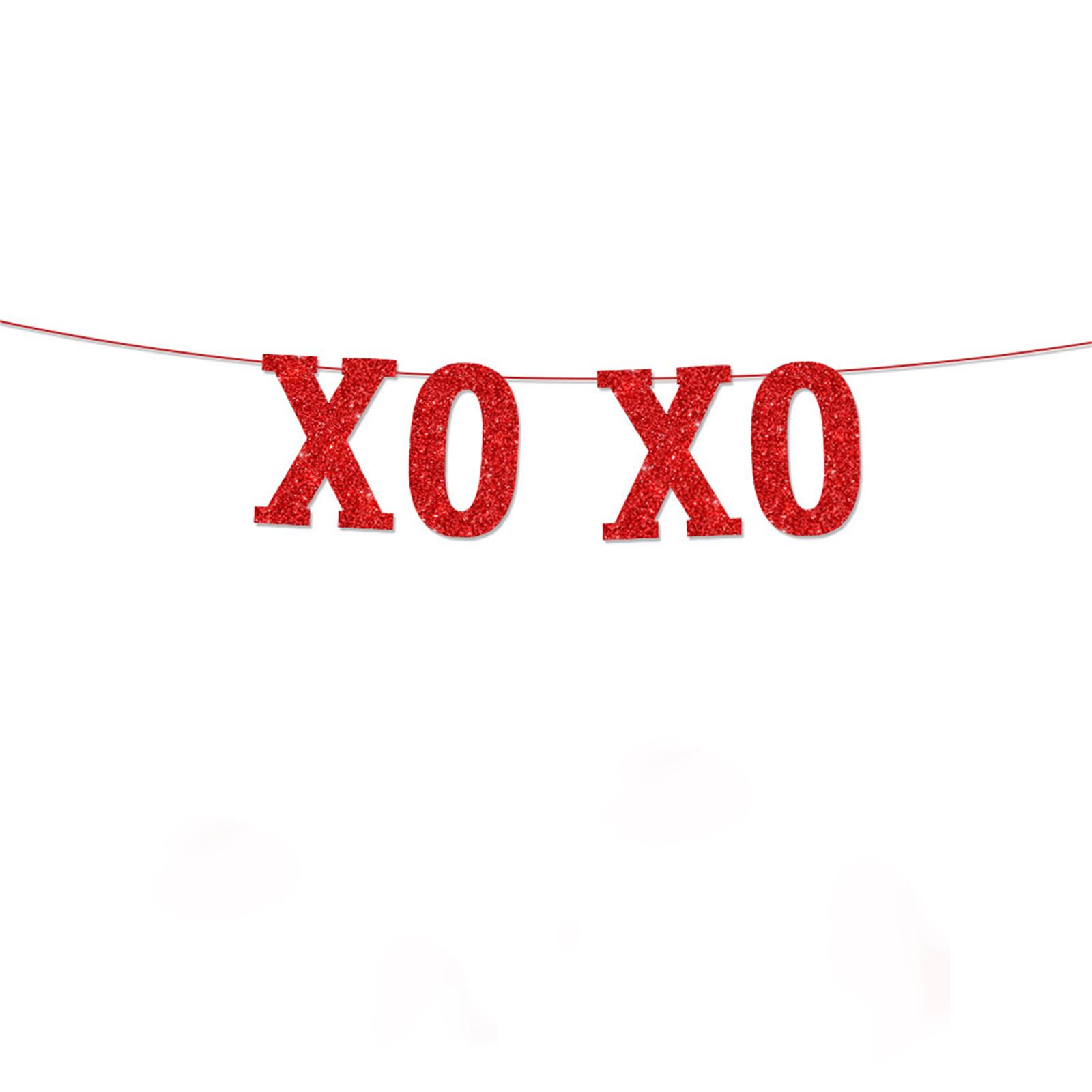 

Glittery Red Valentine s Day Banner Set - Hanging Decorations For Party, Home & Anniversary One Size