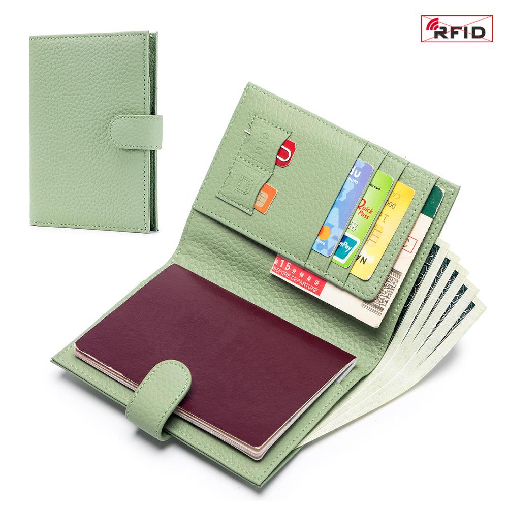 Genuine Leather Ultra-Thin RFID Blocking Passport Holder Wallet - All-in-One Travel Organizer for Women (New Style)