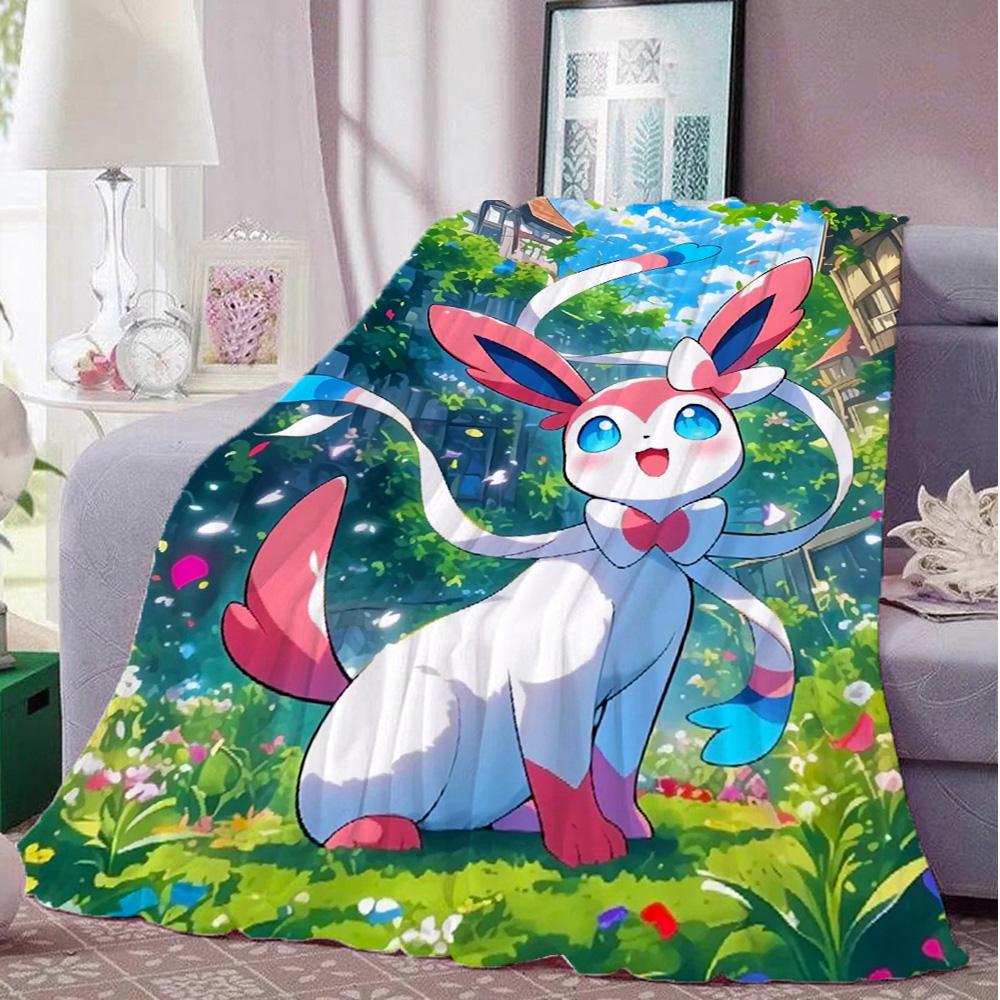 Throw Blankets and Bedspreads Kawaii E-Eevees Fluffy Blanket for Bed Camping Furry New Year Bedspread the Anime Home Decoration