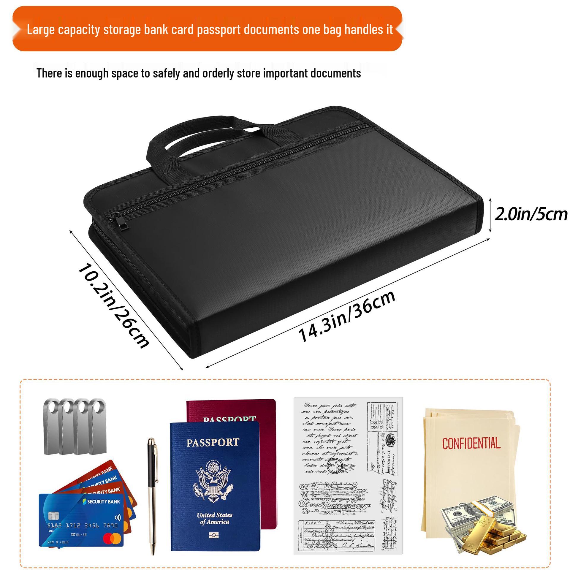 Fireproof EVA Accordion A4 File Box with Lock – Large Capacity, Multifunctional, Handheld Safe 39x29x9