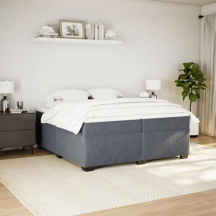 VidaXL Slatted Bed Base and Mattress Dark Grey 200x200cm Velvet 3285306