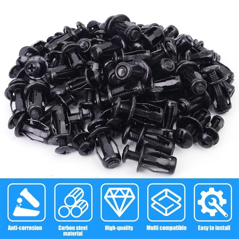 Car License Plate Screws Mounting Kit M4 M5 M6 Universal Auto Fastener Expansion Nuts Carbon Steel Black Bolts for Bumper Frame