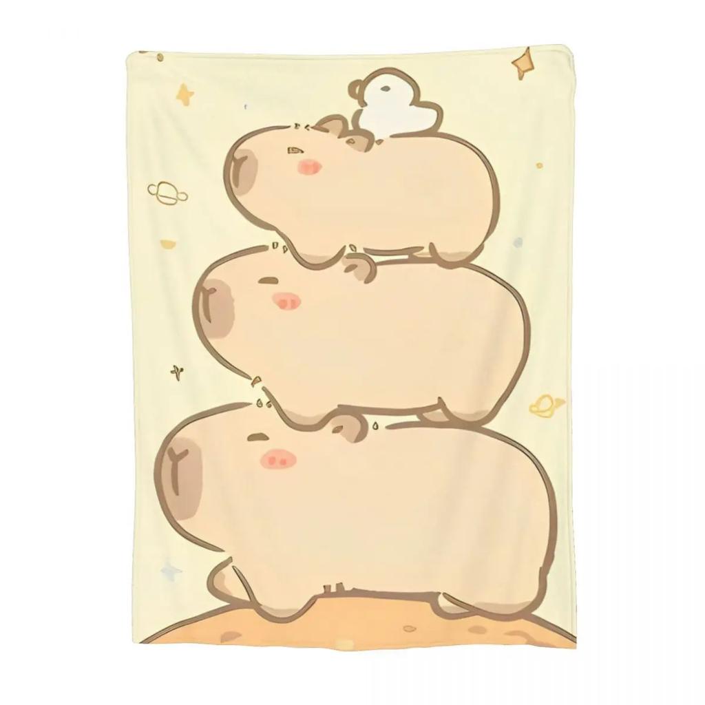 Super Soft Flannel Throw Blankets with Cute Capybara Design for Bedding Couch Cozy and Stylish Home Textile