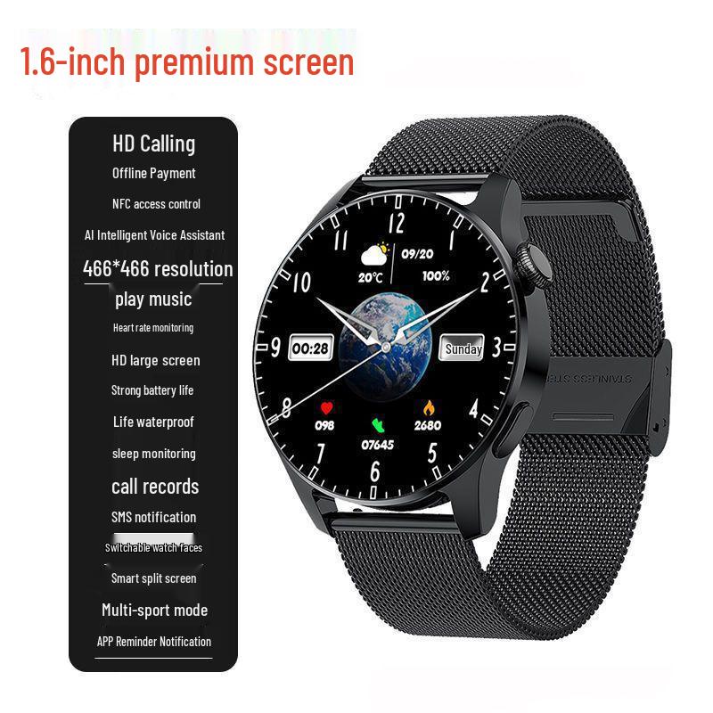 T09 Sport Smartwatch GT8: Waterproof with Heart Rate, Blood Pressure, Blood Oxygen Monitoring, Offline Payment, and NFC.