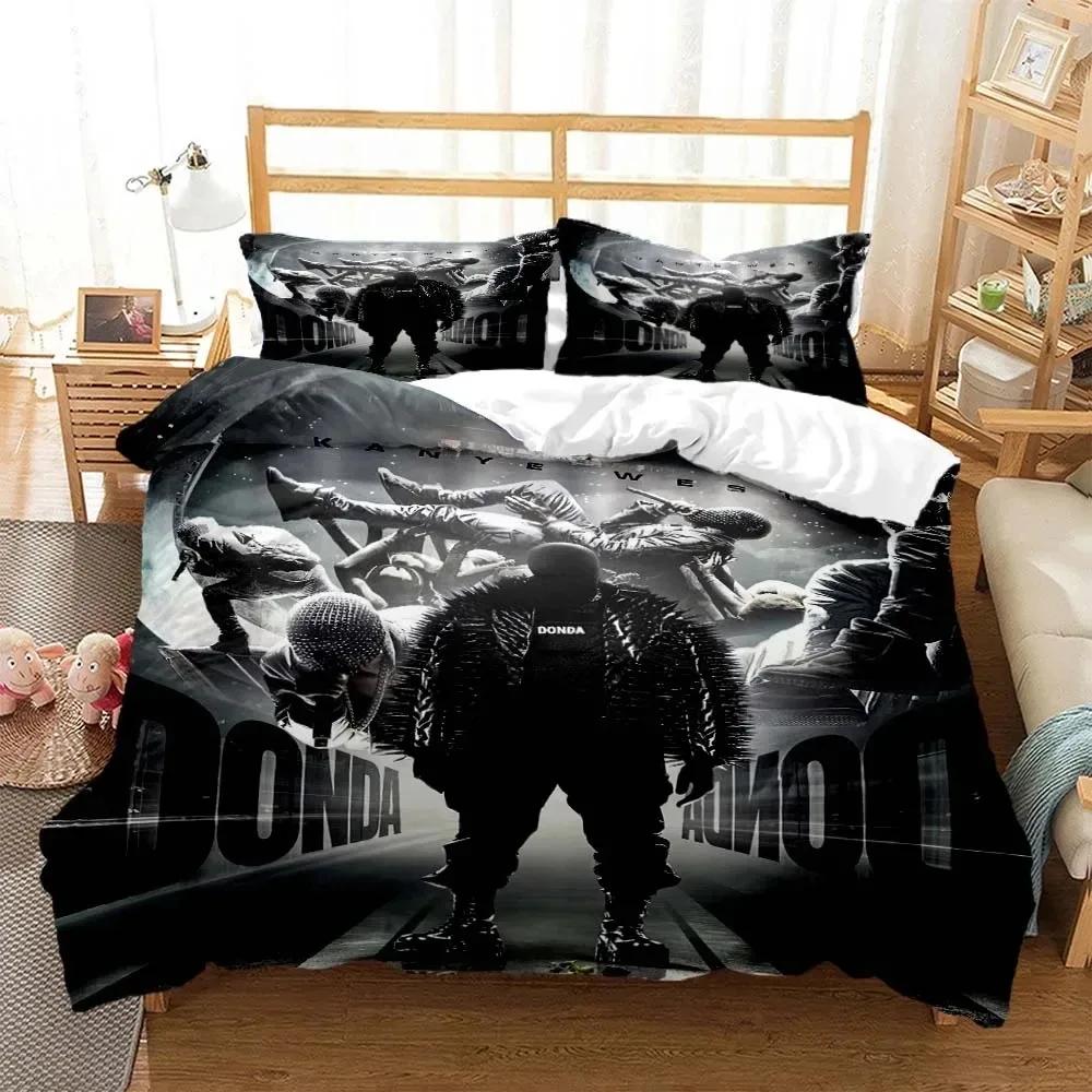 3D Print Rapper Kanye West Musik Bedding Set Double Twin King Duvet Cover Comforter Pillowcase Boys Girls Adults Bedroom