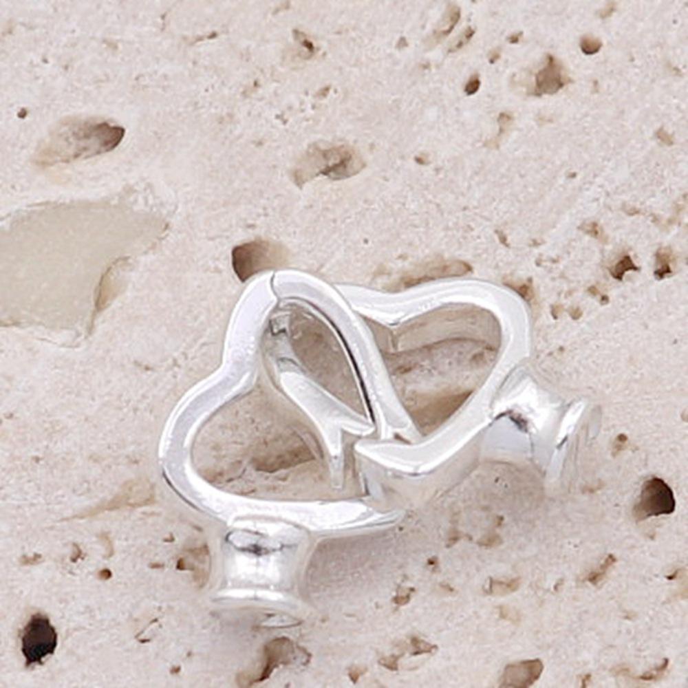 S925 Sterling Silver Jewelry Button Accessory Pearl Necklace Connector Heart-shaped Silver Clasp Accessory серебряный