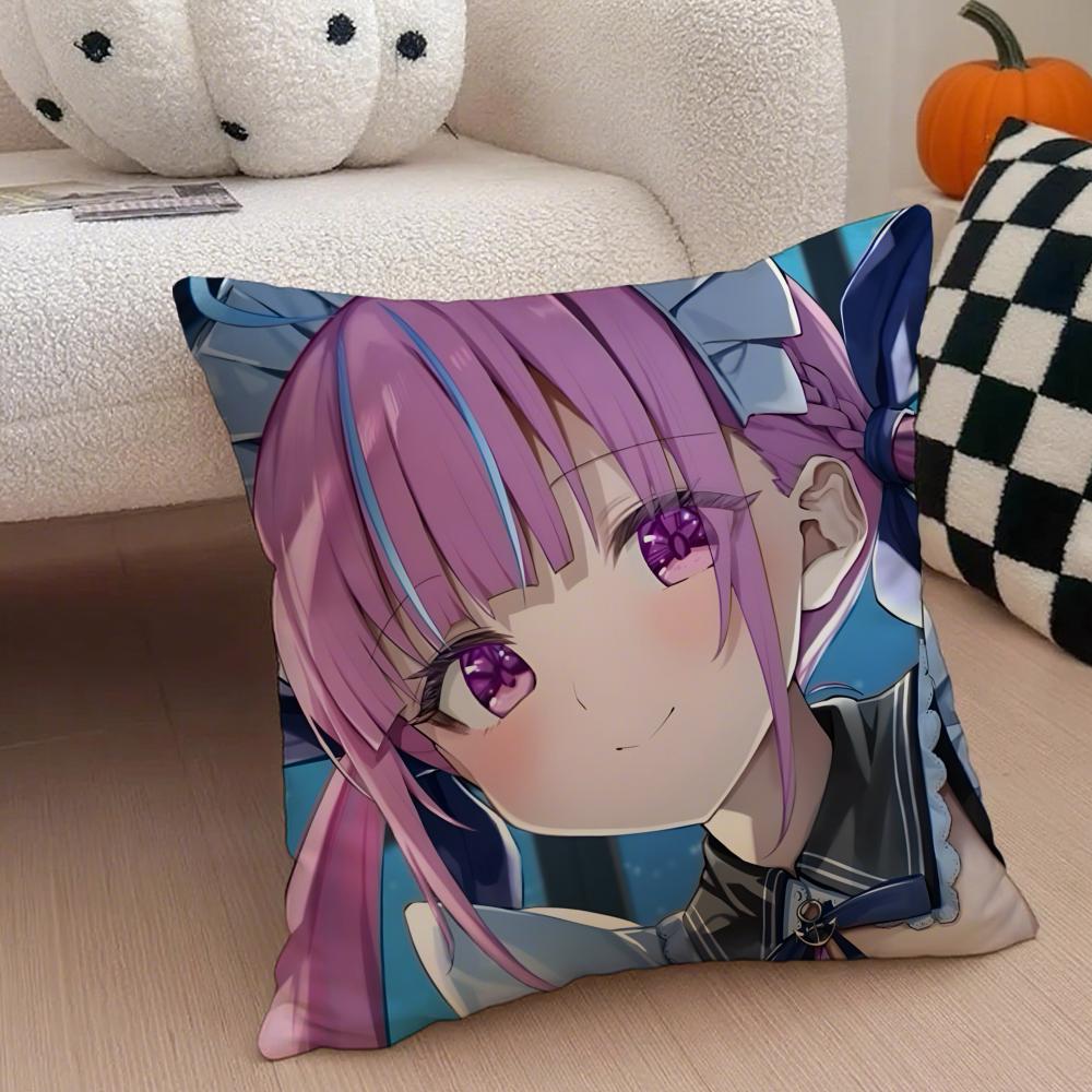 HHololive MMinato Aqua Cushion Cover Throw Pillow Cover Hidden Button Durable Polyester Chair Cushion
