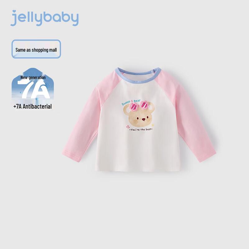 JELLYBABY Girls Bear Color-Block Long-Sleeve T-Shirt 100