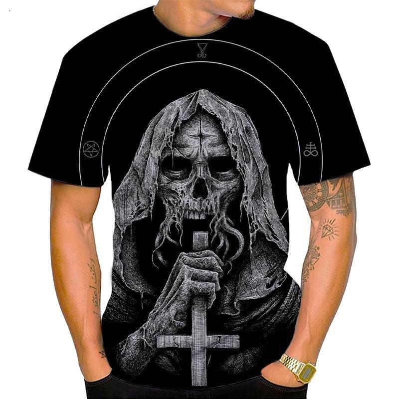 Devil Satan 3D Printed Men's T-shirts Summer Fashion Harajuku Hip Hop Casual Tees Streetwear Personality Round Neck Y2k Tops