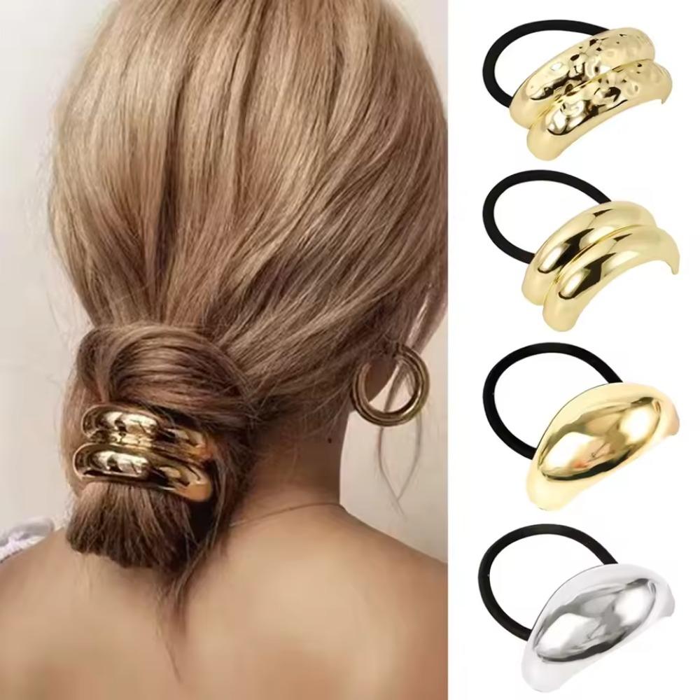 1/3/6pcs Geometric Hair Ties Golden Elegant Elastic Hair Rope U-Shaped Ponytail Holder Fashion Hair  for Woman Accessories