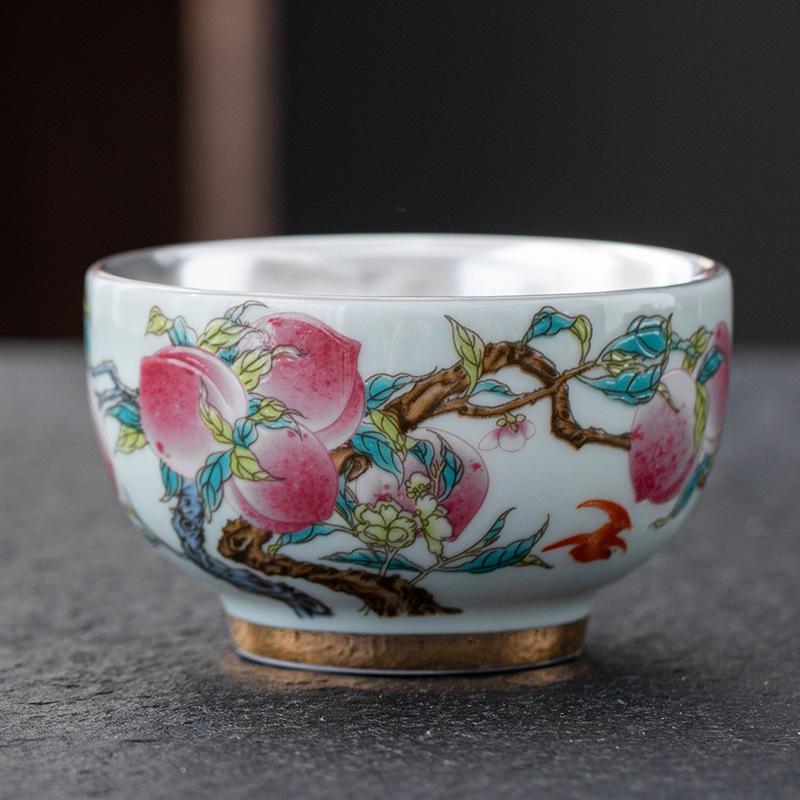 Xianhe Chaoyang Ceramic Blue and White Porcelain Handheld Handmade Silver-Plated Master Cup Kung Fu Tea Bowl