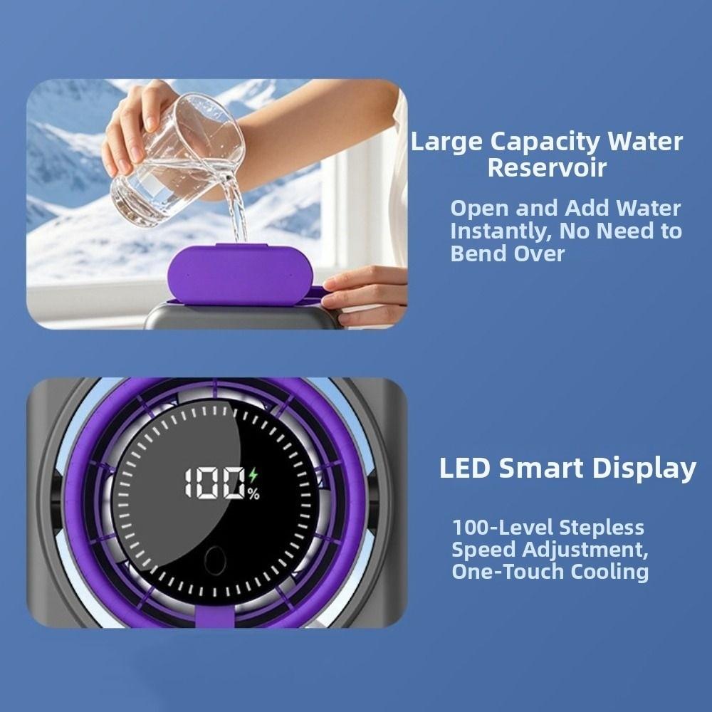 Triple-Hole Desktop Humidifying Fan 100-Speed Adjustment Mini Air Cooler  Outdoor Tent