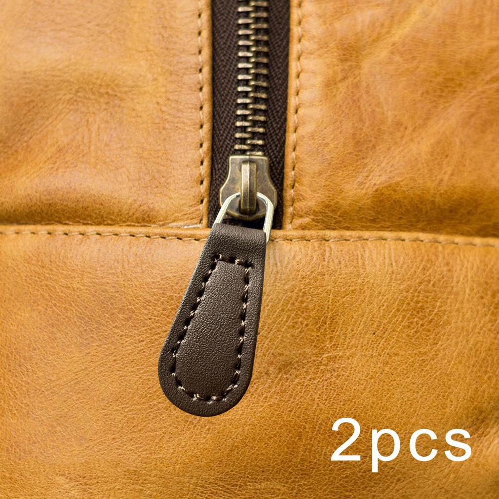 2Pcs Zipper Pulls, Zipper Heads PU Leather Replacement Zip Puller Tags Pull Tabs
