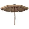 330 Cm Taupe Umbrella with Wooden Pole