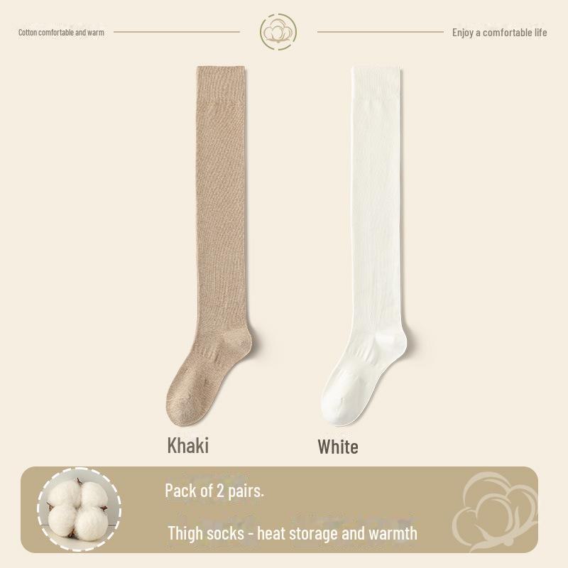 Chaussettes montantes en coton pour femmes: Longueur cuisse, Chaud, Antidérapant, Design sans armatures pour le printemps et l'automne