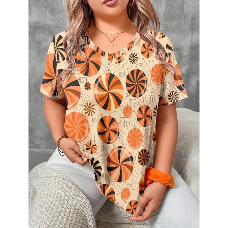 Summer Women s 3D Printed V-Neck T-Shirt Fashion Versatile Trend Breathable Casual S