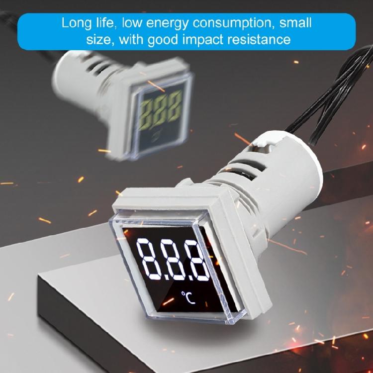 22mm Square Head Current Tester Gauge Digital Ammeter AC100A Current Meter LED Backlit Screen 0-100A Current Detector